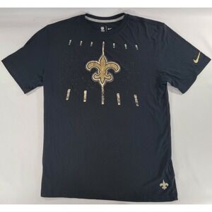Nike New Orleans Saints‎ Active Football Black NFL Team Apparel Shirt Size Large